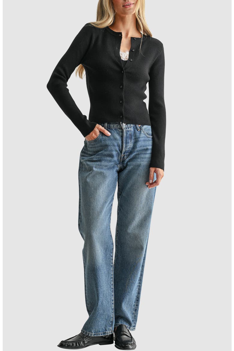 Lace Inset Layered Cardigan, Alternate, color, BLACK IVORY
