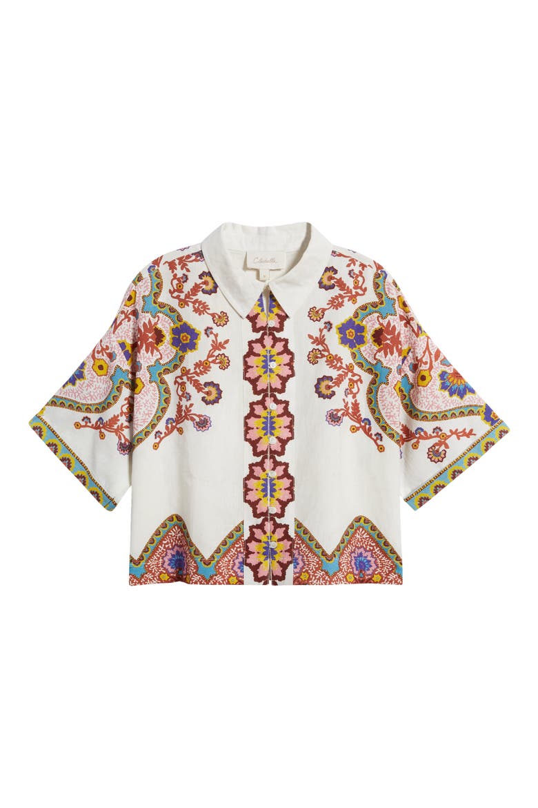 Jeni Cotton & Linen Button-Up Shirt, Alternate, color, LAGOS PRINT