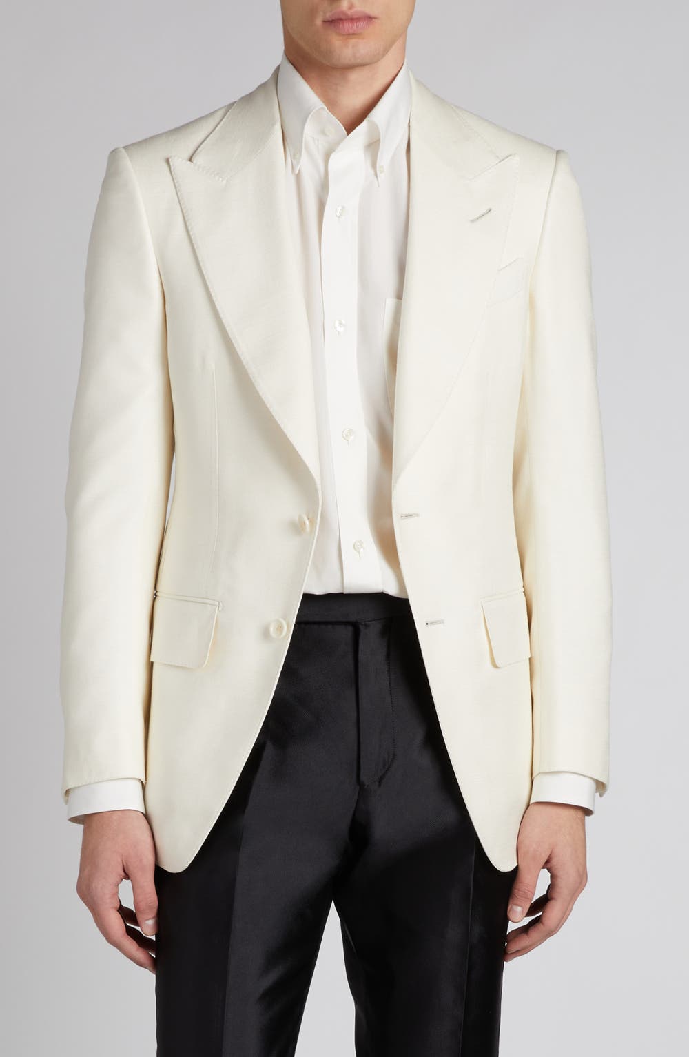 Atticus Silk Dinner Jacket, color, BONE