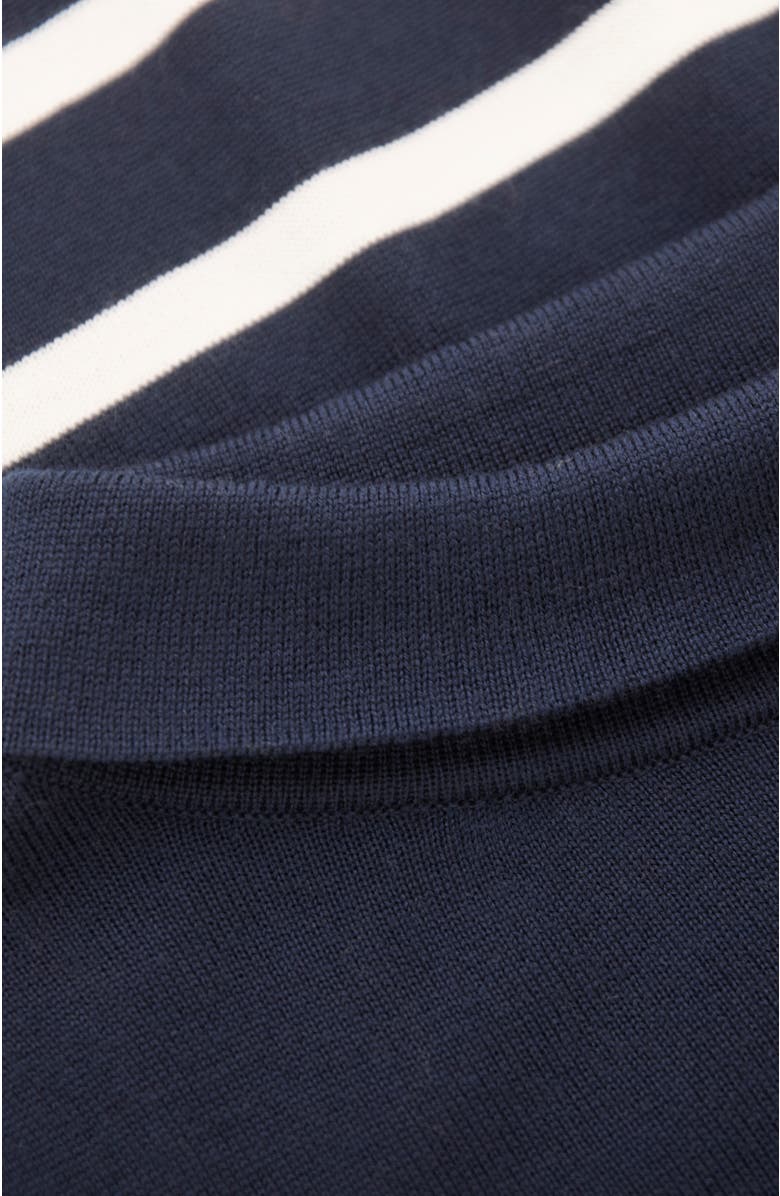Celtic & Co. Fine Knit Merino Collard Sweater, Alternate, color, Navy / Ecru Stripe