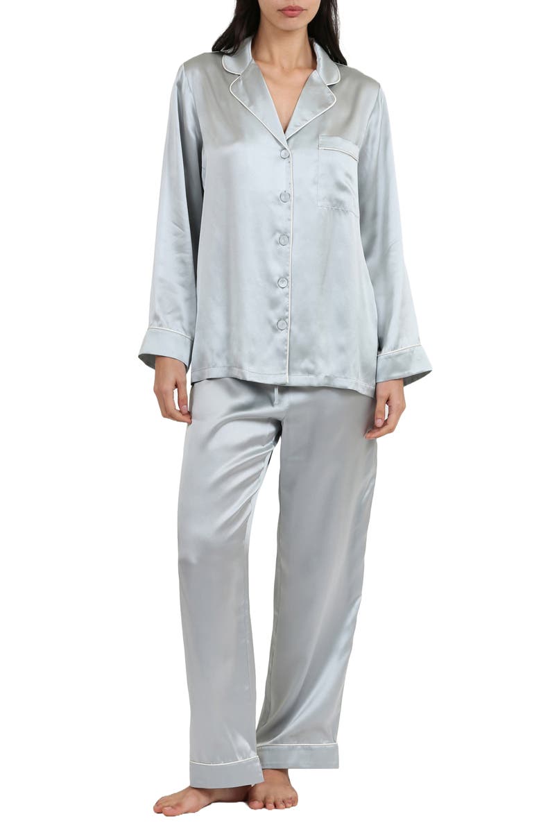 Papinelle Sylvie Piped Silk Pajamas, Main, color, 