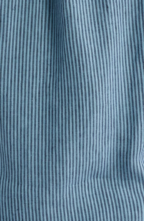 Alex Crane Ola Linen Short Sleeve Button-up Shirt In Blue