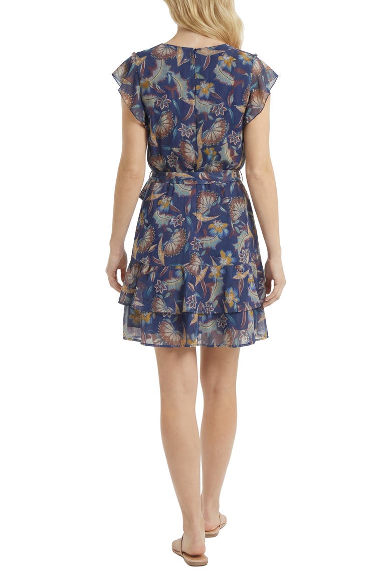Ruffle Tie Waist Dress, Alternate, color, NAVY/HOLLYHOCK