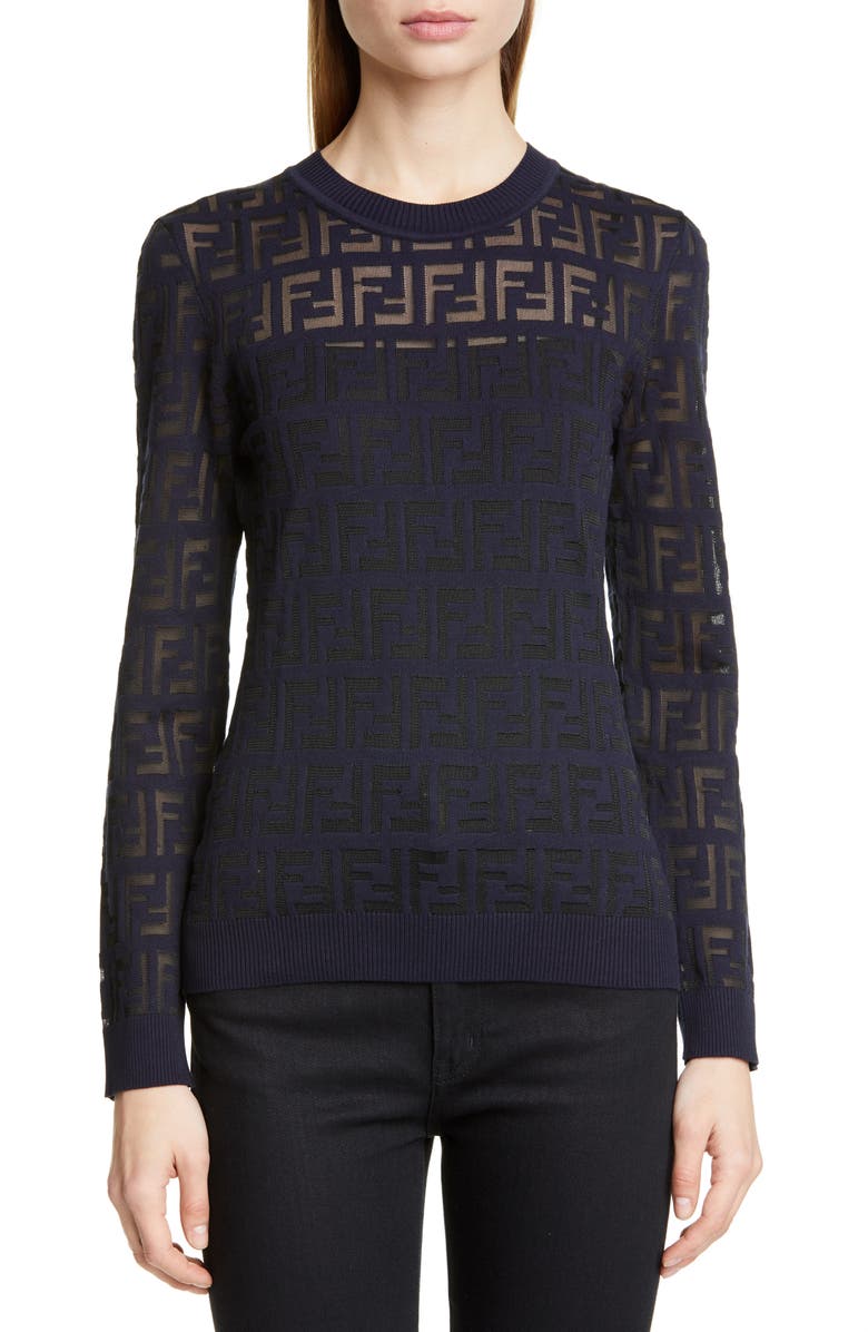 Fendi Logo Jacquard Sweater, Main, color, 