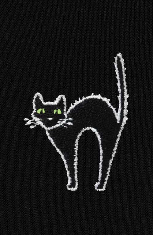 Dalix Black Cat Cropped Fleece Hoodie In Black