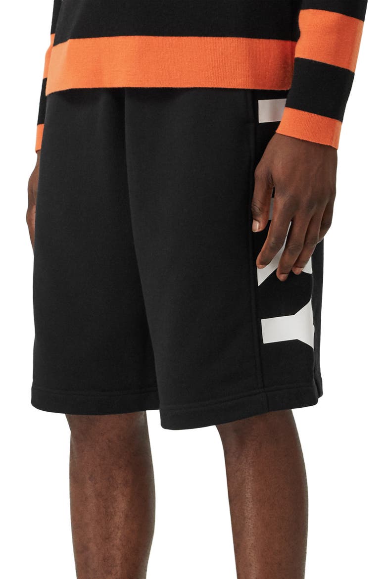 Fawnley Logo Print Cotton Shorts, Alternate, color, BLACK