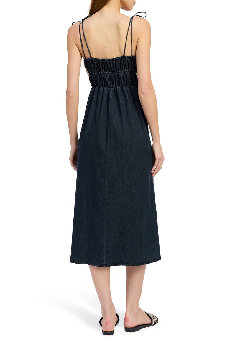 Natalia Lace Trim Shirred Midi Dress, Alternate, color, VINTAGE INDIGO