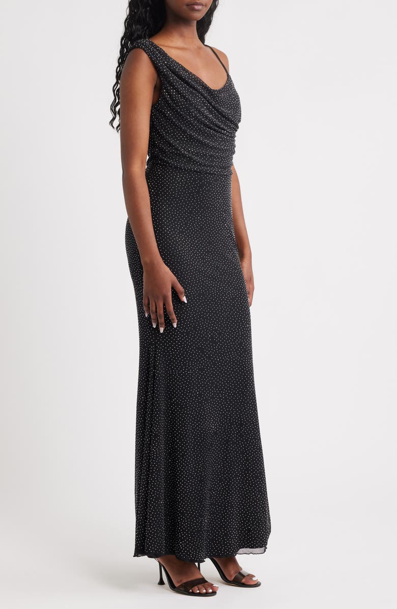 Rare London Diamante Asymmetric Gown, Alternate, color, Black