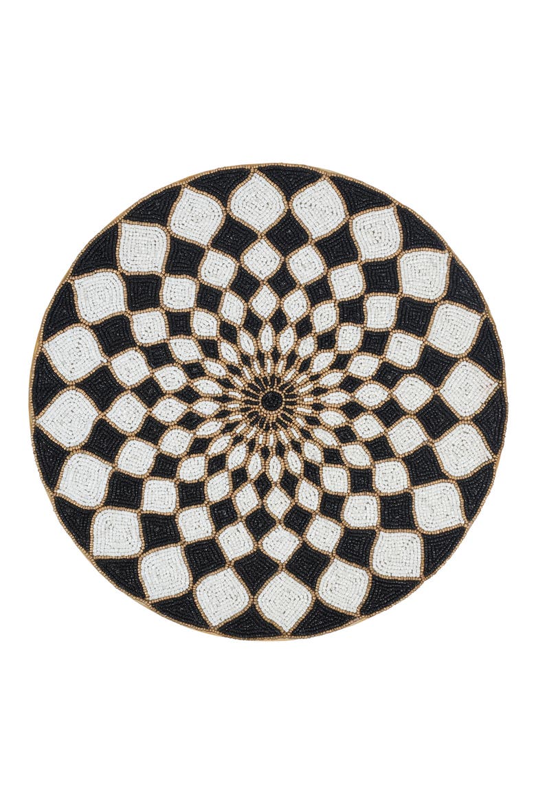 Victoria Beaded Placemat, Main, color, BLACK/ IVORY