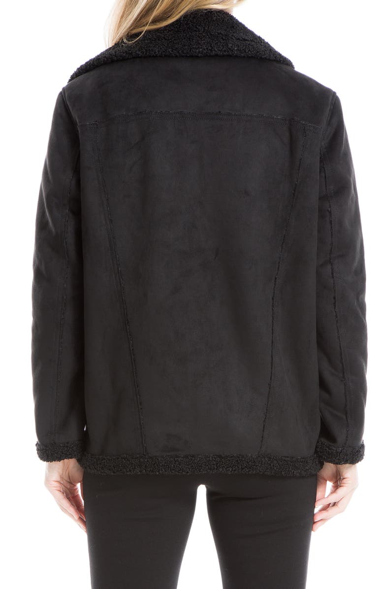 MAX STUDIO Faux Shearling Lined Faux Suede Jacket, Alternate, color, Black