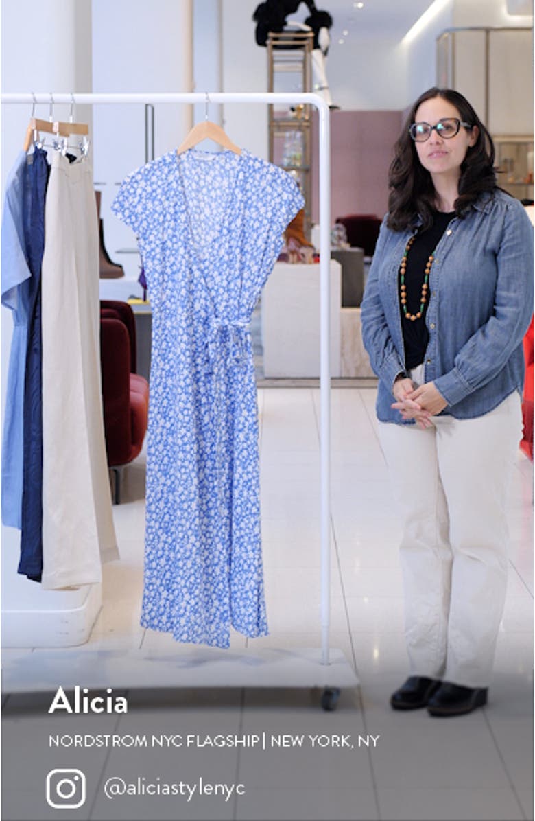 Floral Print Midi Wrap Dress, sales video thumbnail