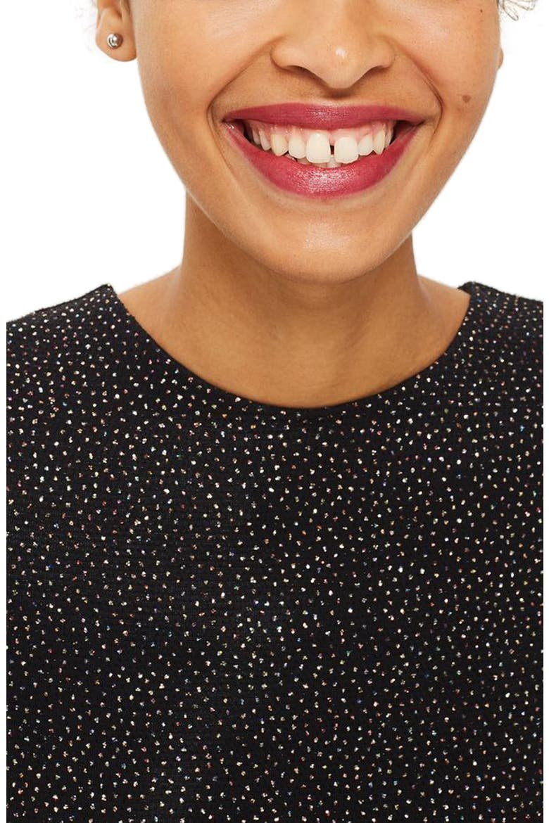 Asymmetrical Drape Glitter Dress, Alternate, color, BLACK MULTI