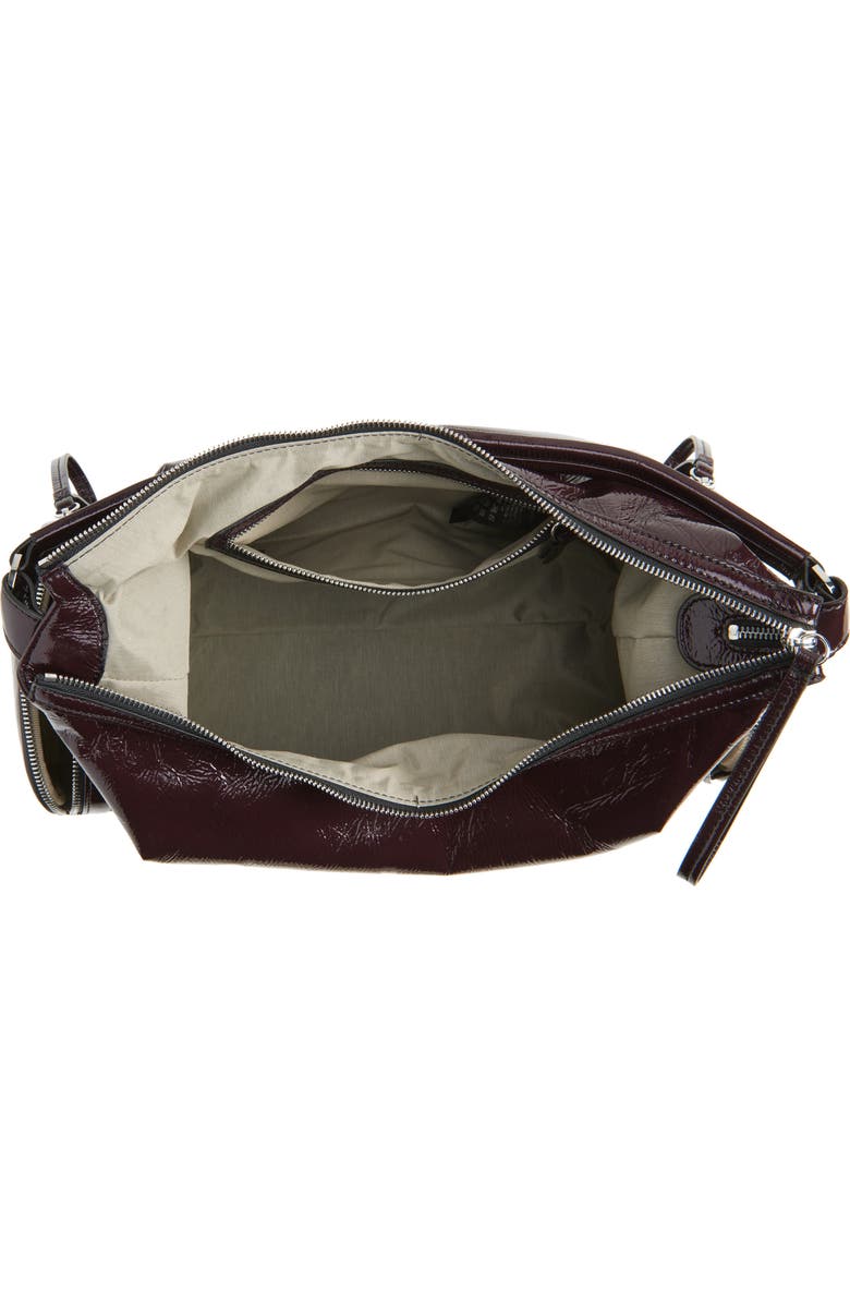 Stella McCartney Dartmoor Crinkled Patent Faux Leather Shoulder Bag, Alternate, color, Shiraz