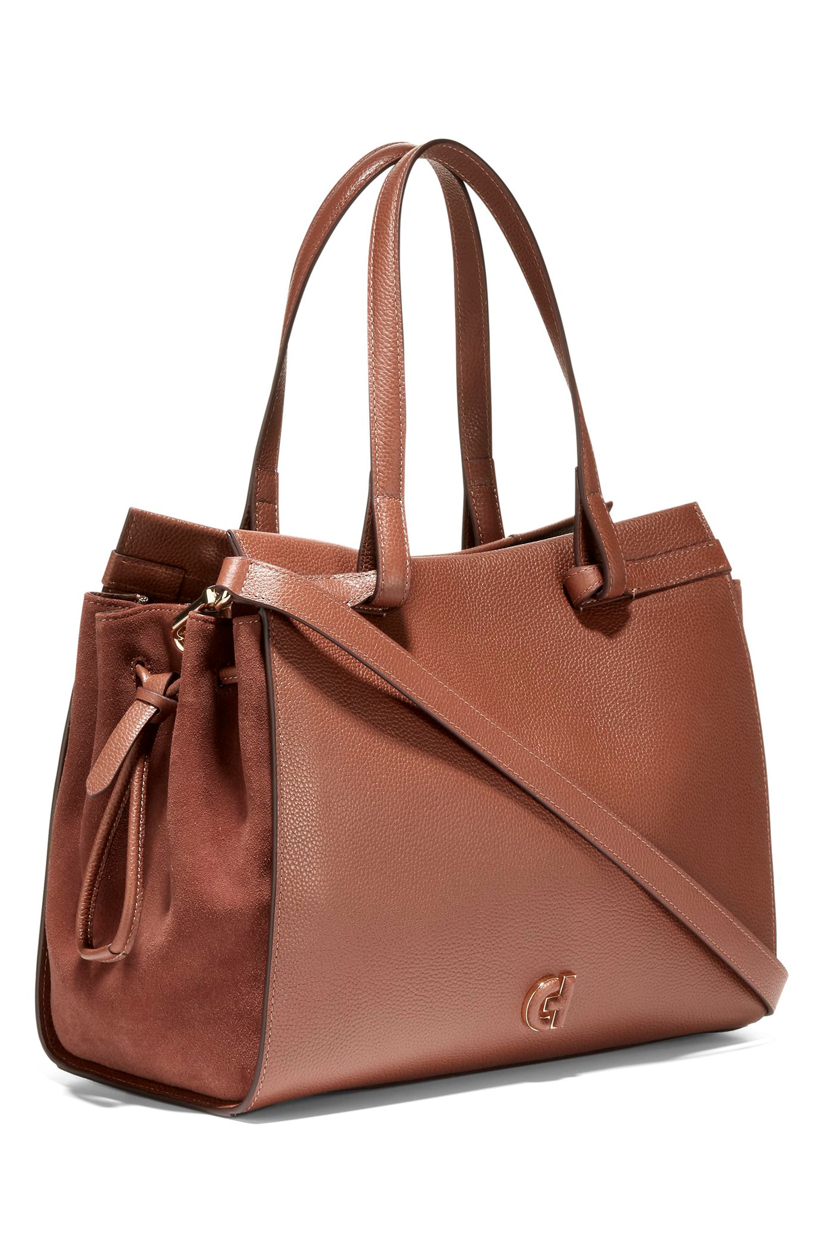 Grand Ambition Leather Cinched Satchel Bag, Alternate, color, DARK SEQUOIA