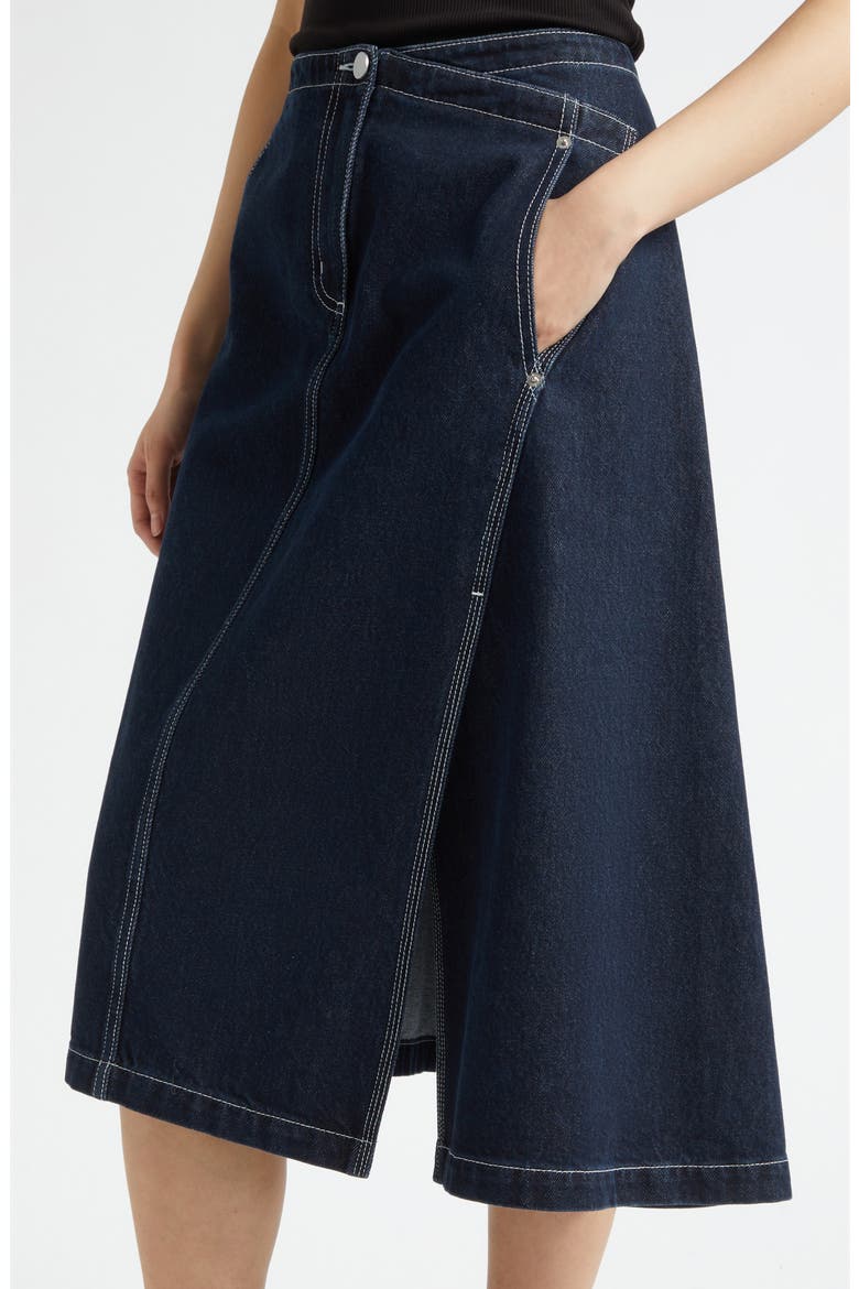 Asymmetric Denim Skirt, Alternate, color, DARK INDIGO