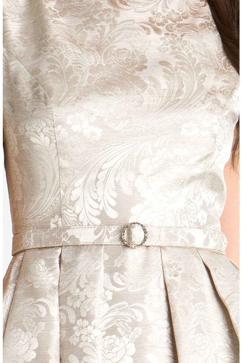 Boatneck Jacquard Fit & Flare Dress, Alternate, color, CHAMPAGNE
