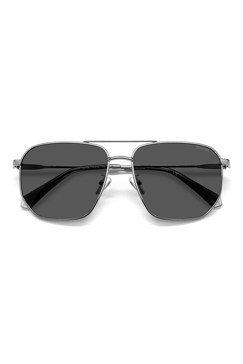 59mm Polarized Rectangular Sunglasses, Main, color, DARK RUTHEN/ GRAY POLAR