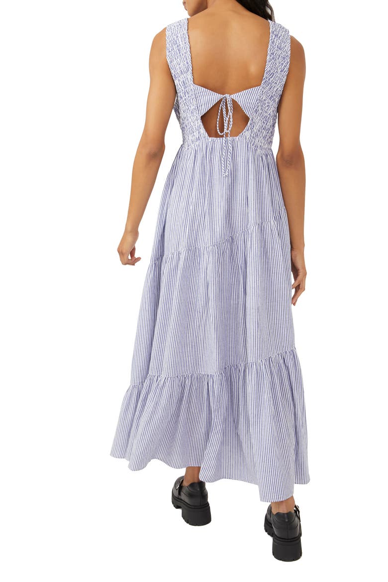 Juno Sleeveless Smocked Tiered Maxi Dress, Alternate, color, IVORY COMBO