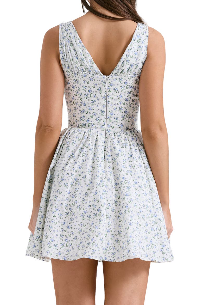 Fabrizia Floral Corset Minidress, Alternate, color, PRINT COTTAGE BLUE