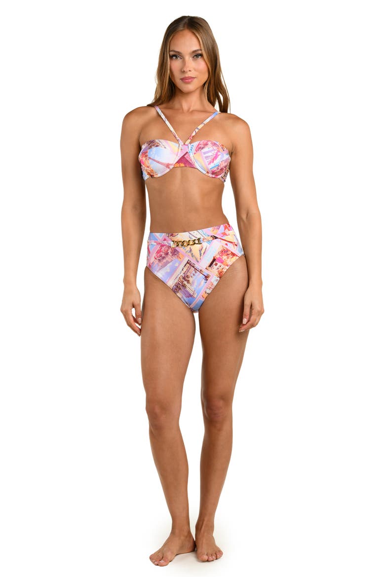 Vanessa Postcard High Waist Bikini Bottoms, Alternate, color, PINK MULTI