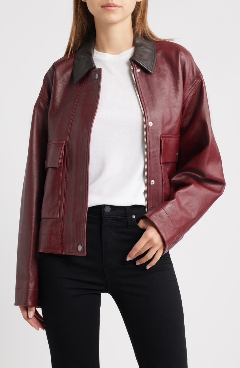 rag & bone Nonie Leather Jacket, Main, color, Burgundy