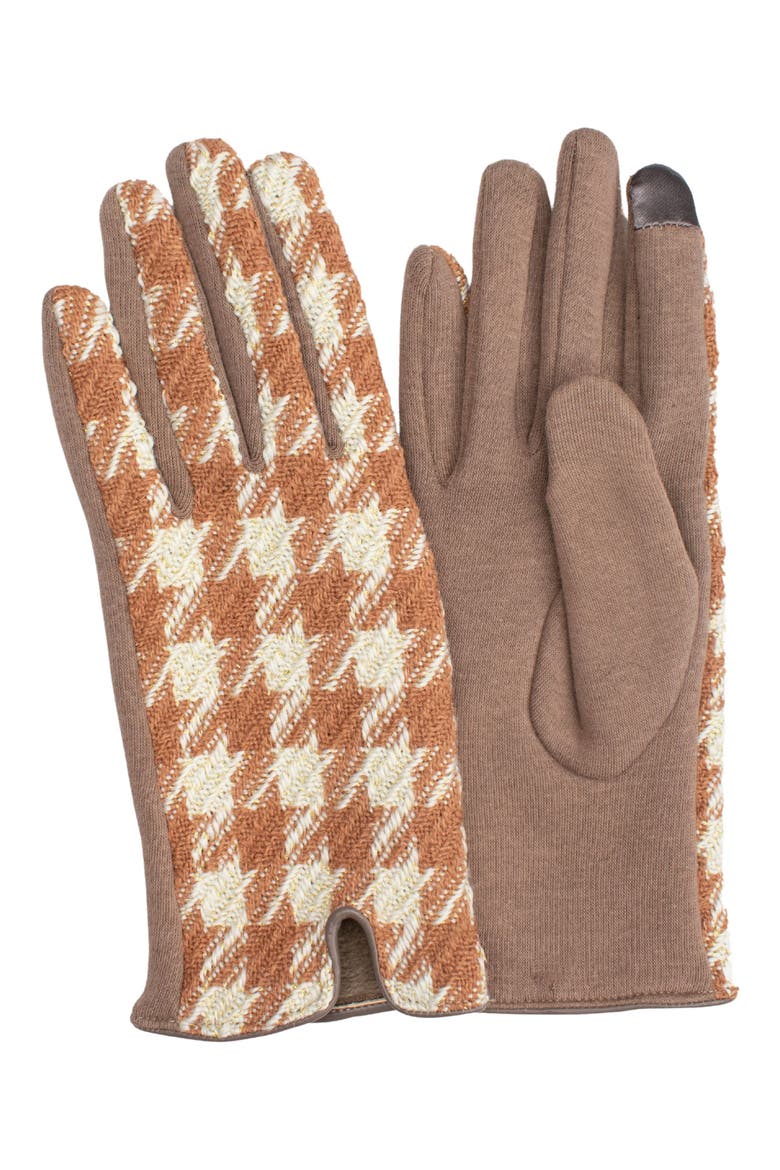 Houndstooth Jersey Touchscreen Gloves, Main, color, MARIGOLD
