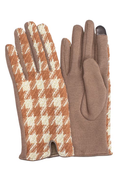 Houndstooth Jersey Touchscreen Gloves