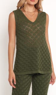 Petal & Pup Sable Pointelle Stitch Cotton Sweater Vest