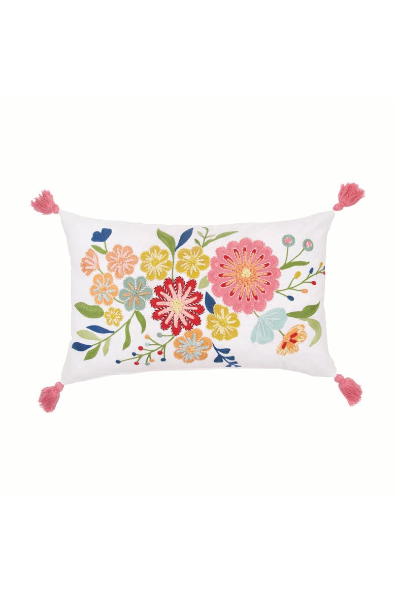 Aditi Floral Botanical Cotton Blend Accent Pillow 14" x 22", Main, color, Pink
