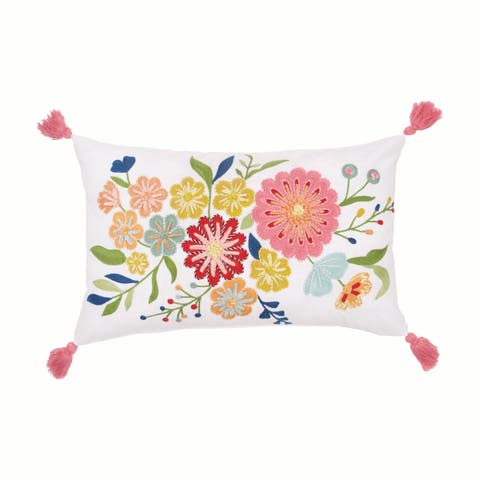 Aditi Floral Botanical Cotton Blend Accent Pillow 14" x 22"