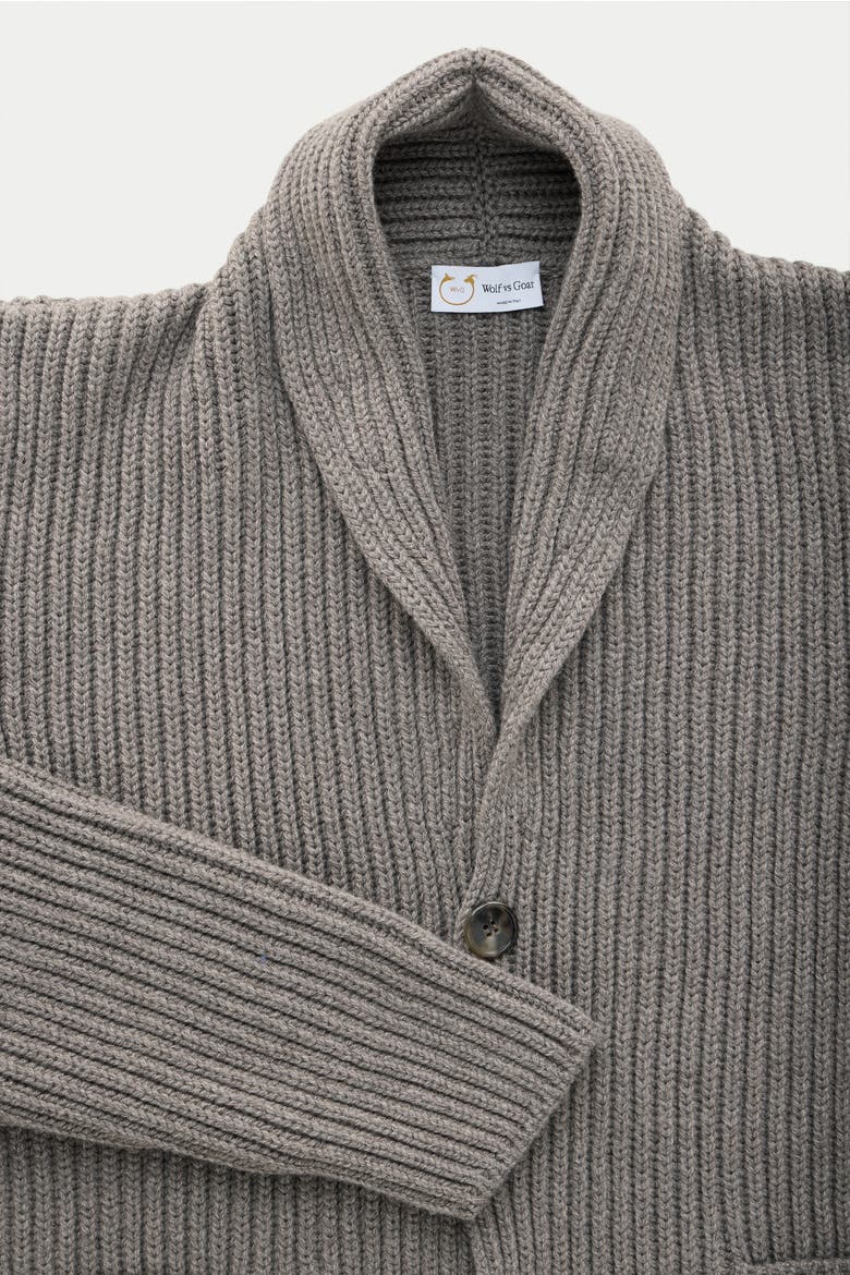 Wool Chunky Shawl Collar Cardigan, Alternate, color, Cocoa Powder