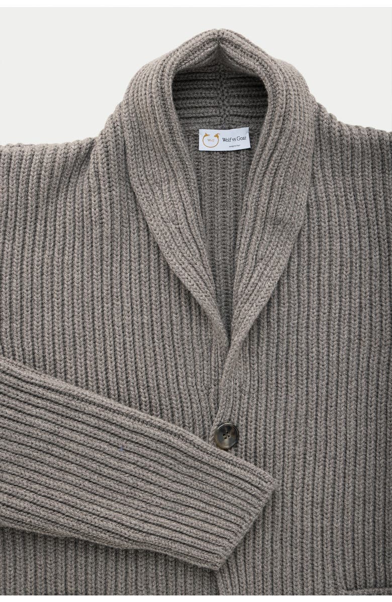 Wolf Vs. Goat (WvG) Wool Chunky Shawl Collar Cardigan, Alternate, color, Cocoa Powder