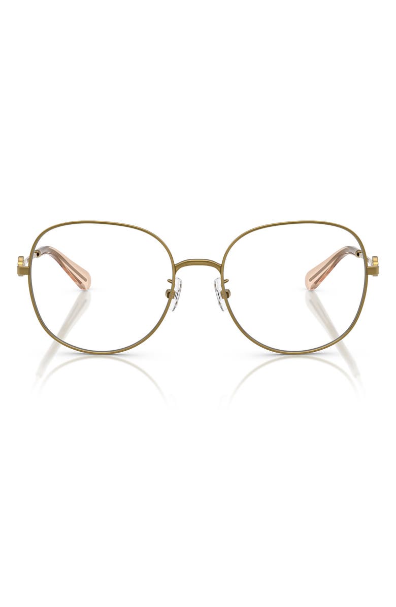 Tory Burch 55mm Round Optical Glasses, Main, color, Gold Amber