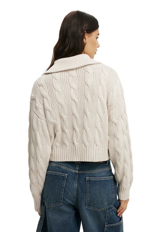 Cotton On Cotton Cable Half Zip Pullover In Neutral