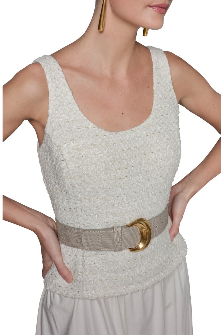 Belted A-Line Midi Dress, Alternate, color, CREAM