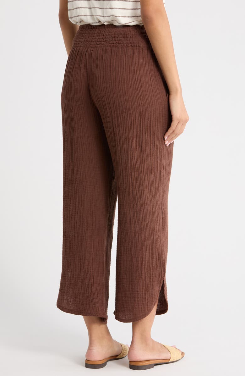 Marine Layer Cali Smocked Waist Double Cloth Pants, Alternate, color, Shaved Chocolate