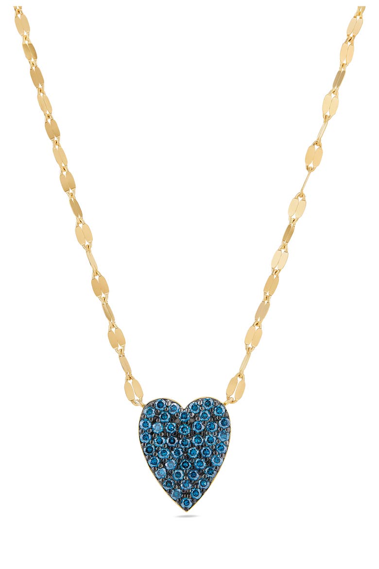 14K Gold Blue Diamond Heart Pendant Necklace, Main, color, YELLOW GOLD