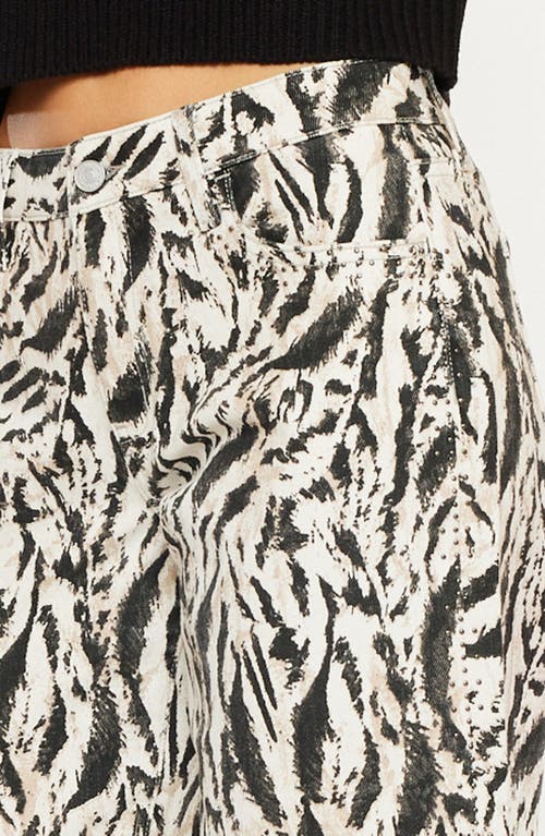 Kancan Alonso Mid Rise Crop Wide Leg Jeans In Multi