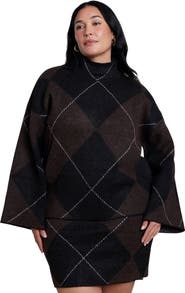 ELOQUII Mockneck Intarsia Sweater (plus)