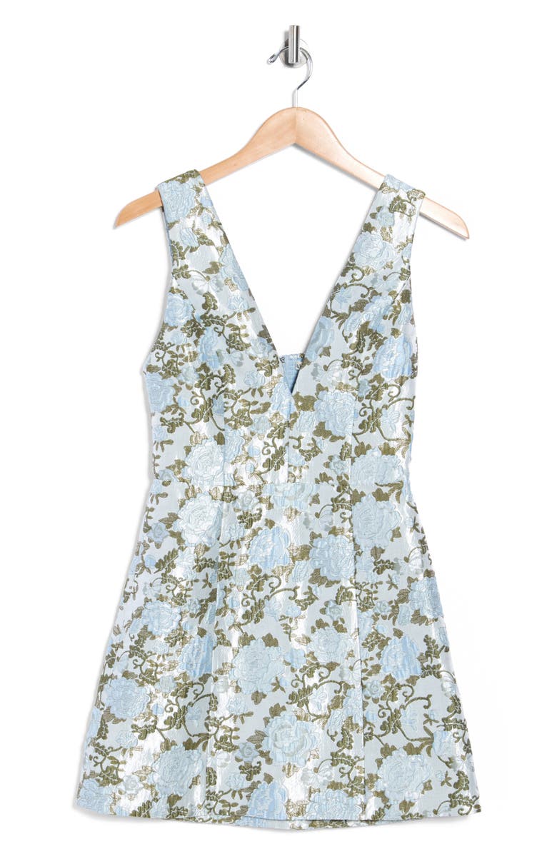 Alice + Olivia Tatum Floral Jacquard Sleeveless Minidress, Alternate, color, Mineral Blue