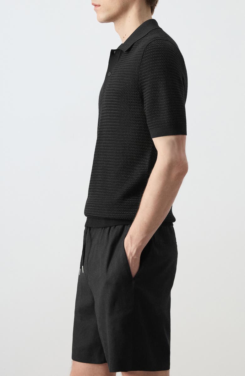 MANGO Structured Polo Shirt, Alternate, color, Black