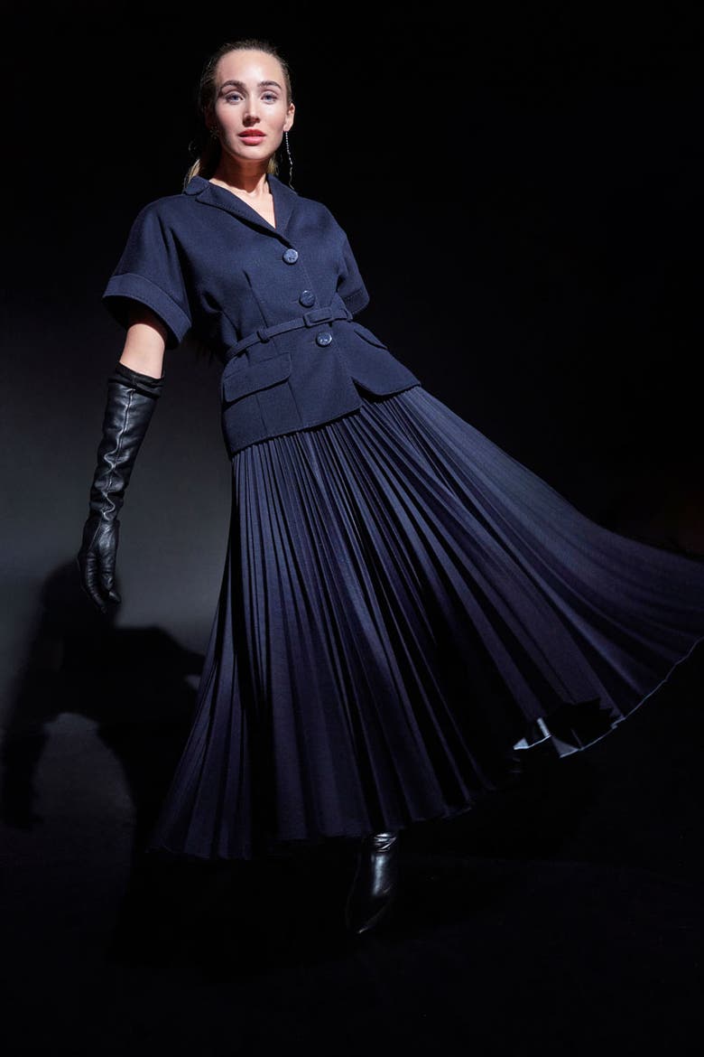 Plissee Jersey Skirt, Alternate, color, Blue