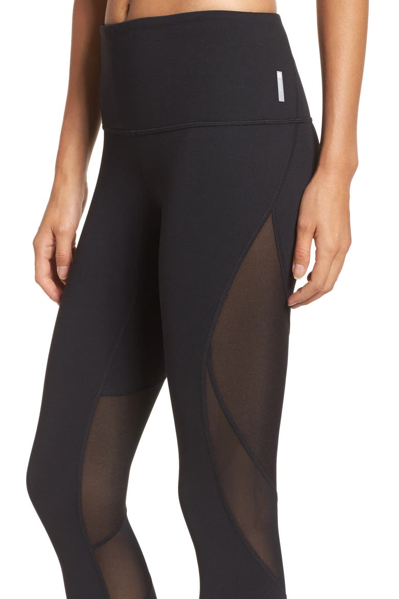 Defy High Waist Crop Leggings, Alternate, color, BLACK