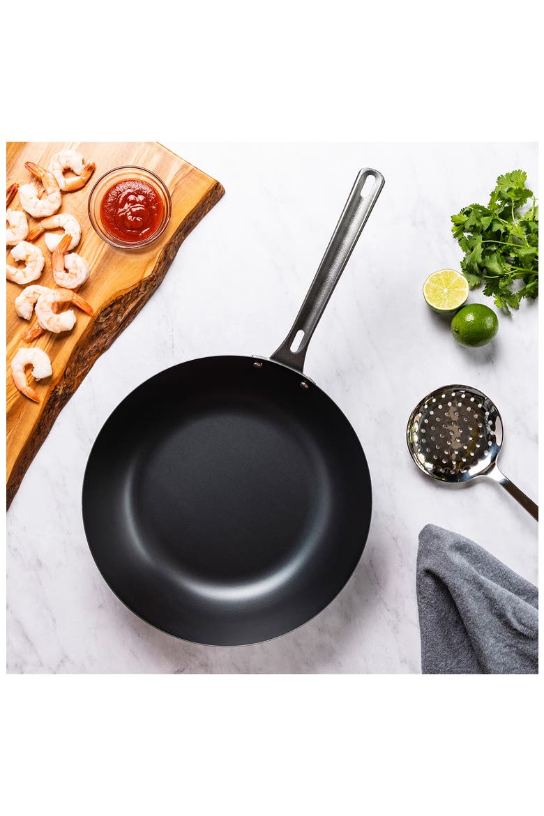 12-Inch Carbon Steel Wok, Alternate, color, BLACK