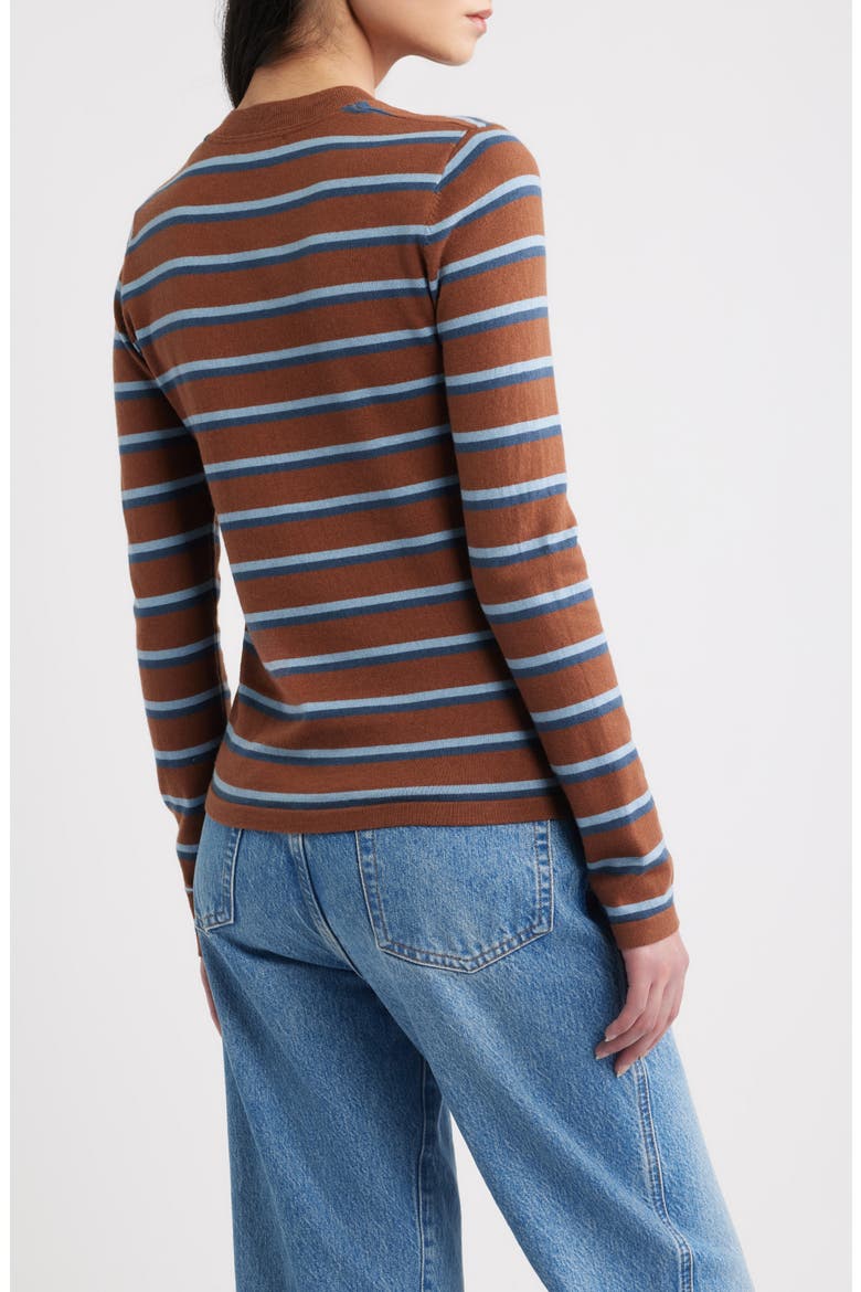 Davie Cotton & Cashmere Stripe Sweater, Alternate, color, MOCHA STRIPE