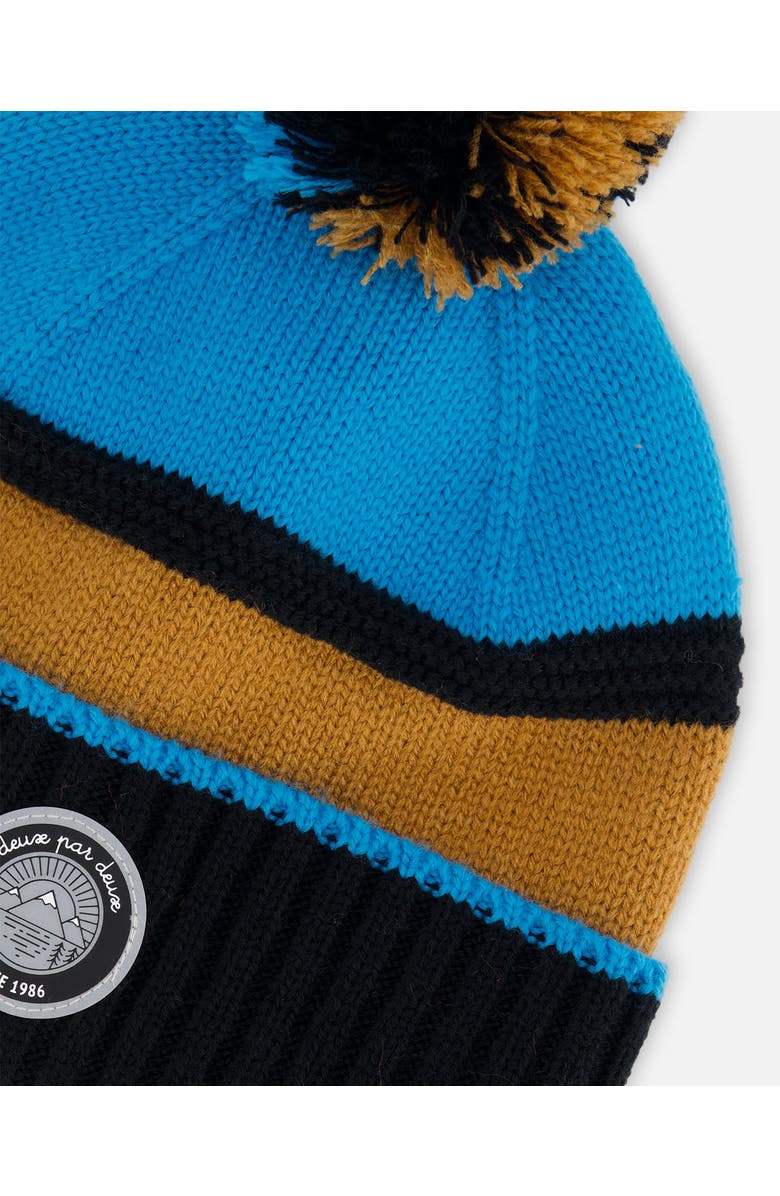 Deux par Deux Boy's Knit Hat Blue, Black And Spice, Alternate, color, Color Block