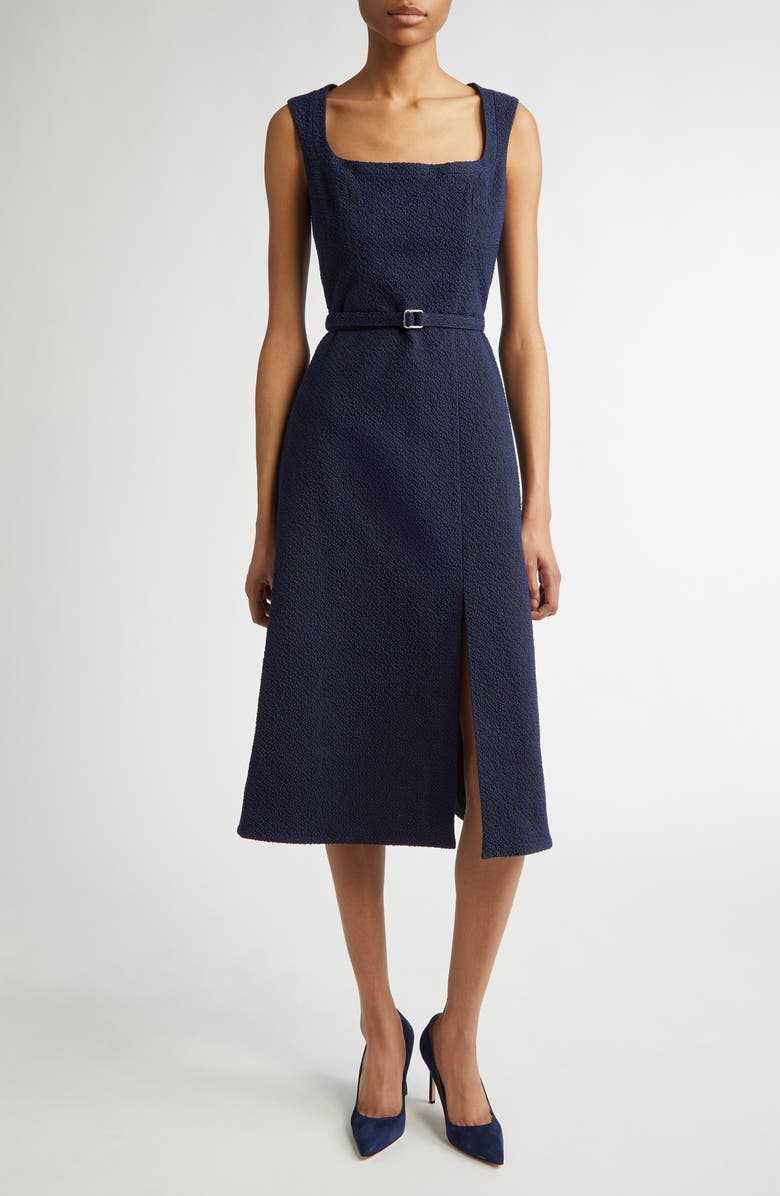 Emilia Wickstead Pinah Belted Cotton Blend Bouclé Dress, Main, color, 