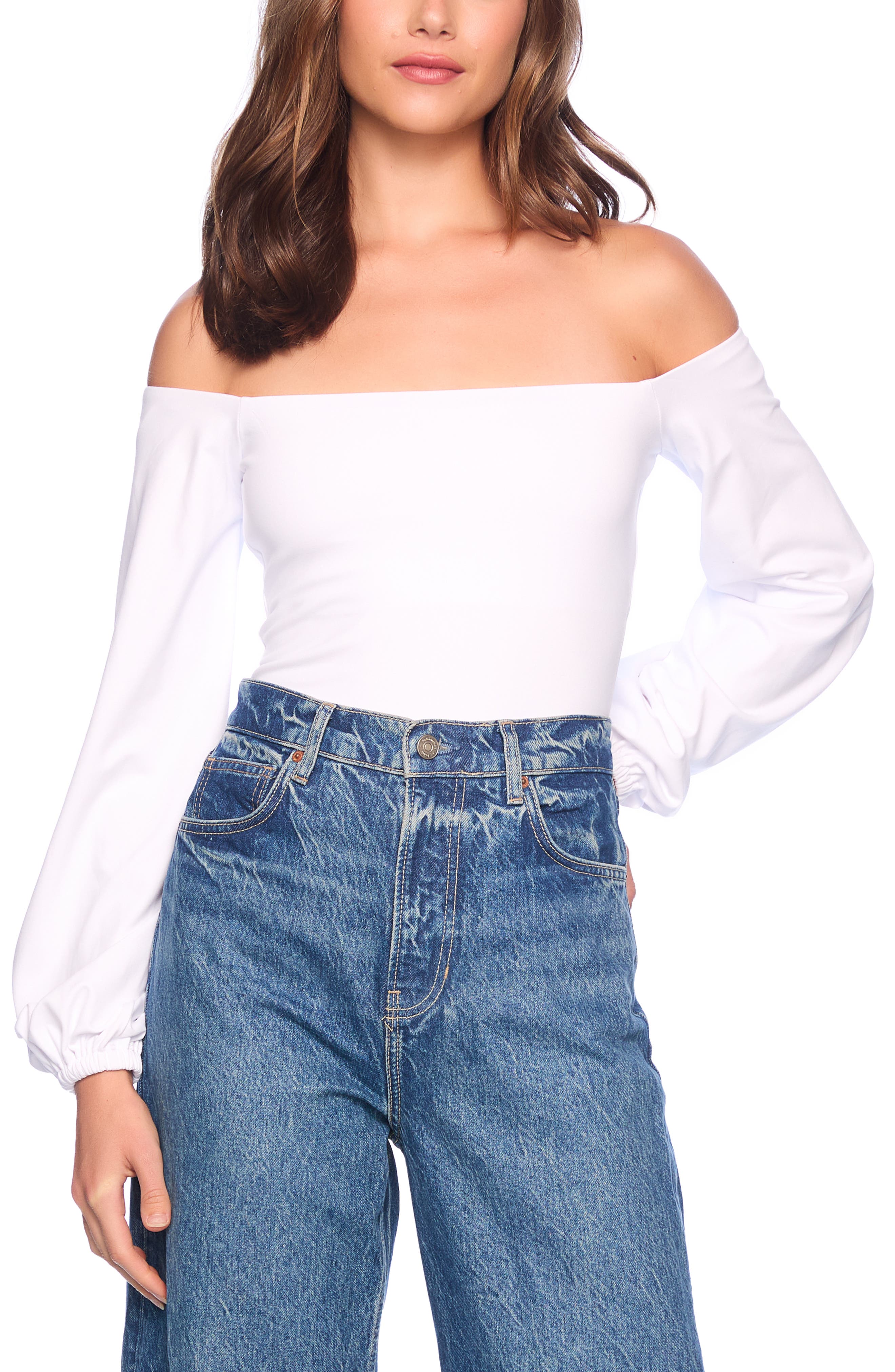 Susana Monaco Poet Off the Shoulder Top in Sugar 