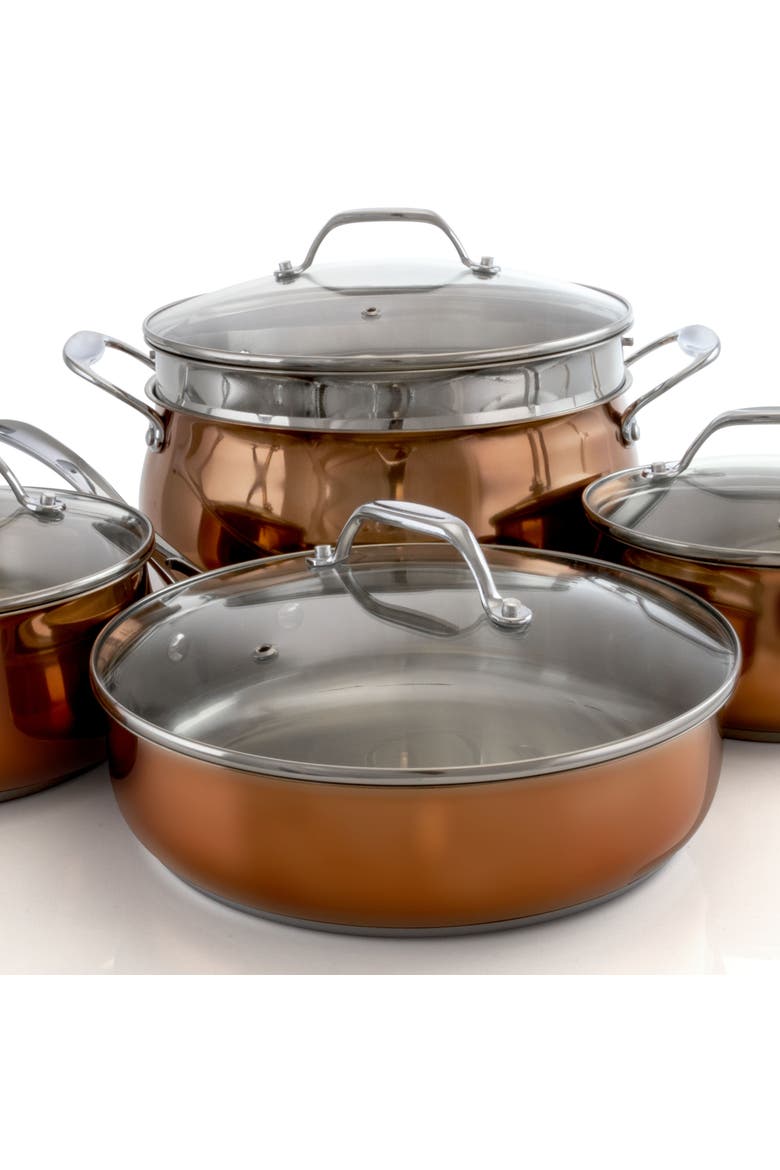 Carabello 9 Piece Stainless Steel Cookware Combo Set, Alternate, color, Copper