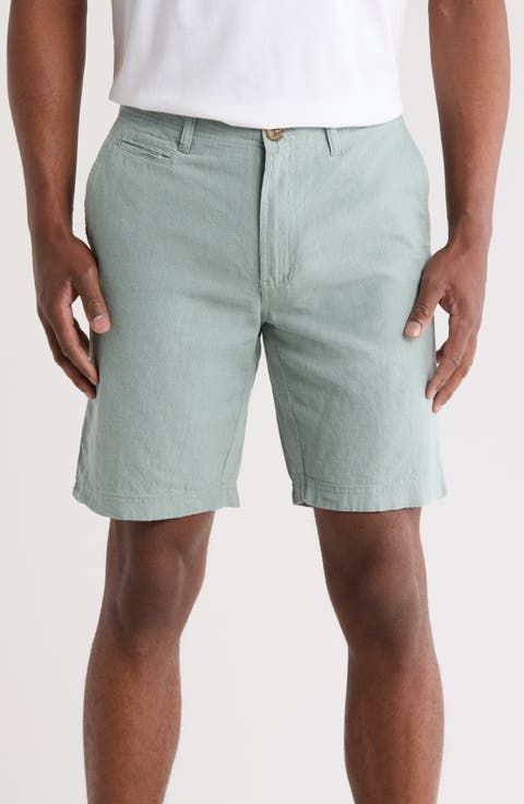 Linen Blend Trim Fit Shorts